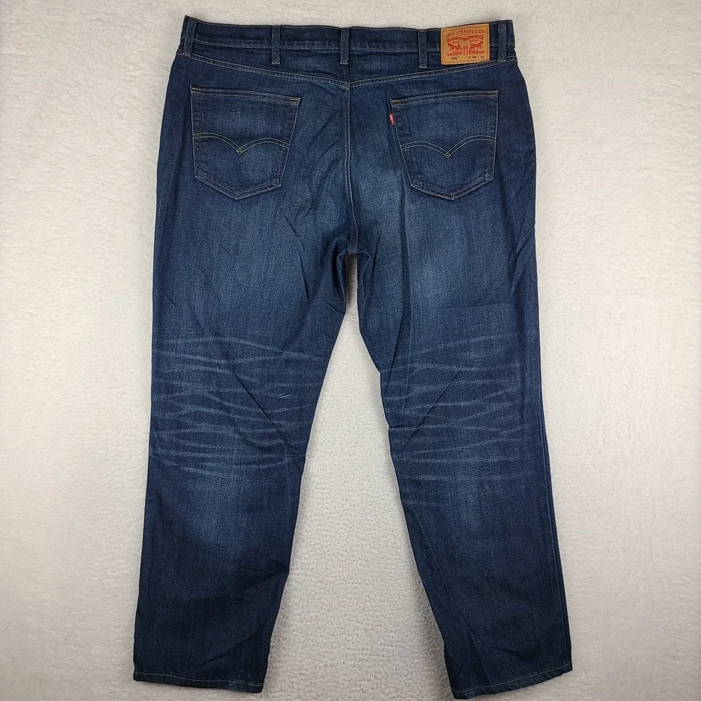 Levi's 541 Jeans Mens 44x32‎ Blue Athletic Taper Fit Dark Wash Denim